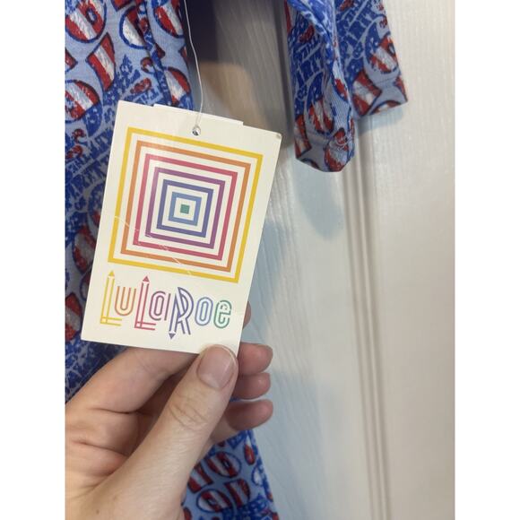 LuLaRoe Julia Women's Size XXS Half Sleeve Fourth Of July Themed Dress NWT - Picture 6 of 15